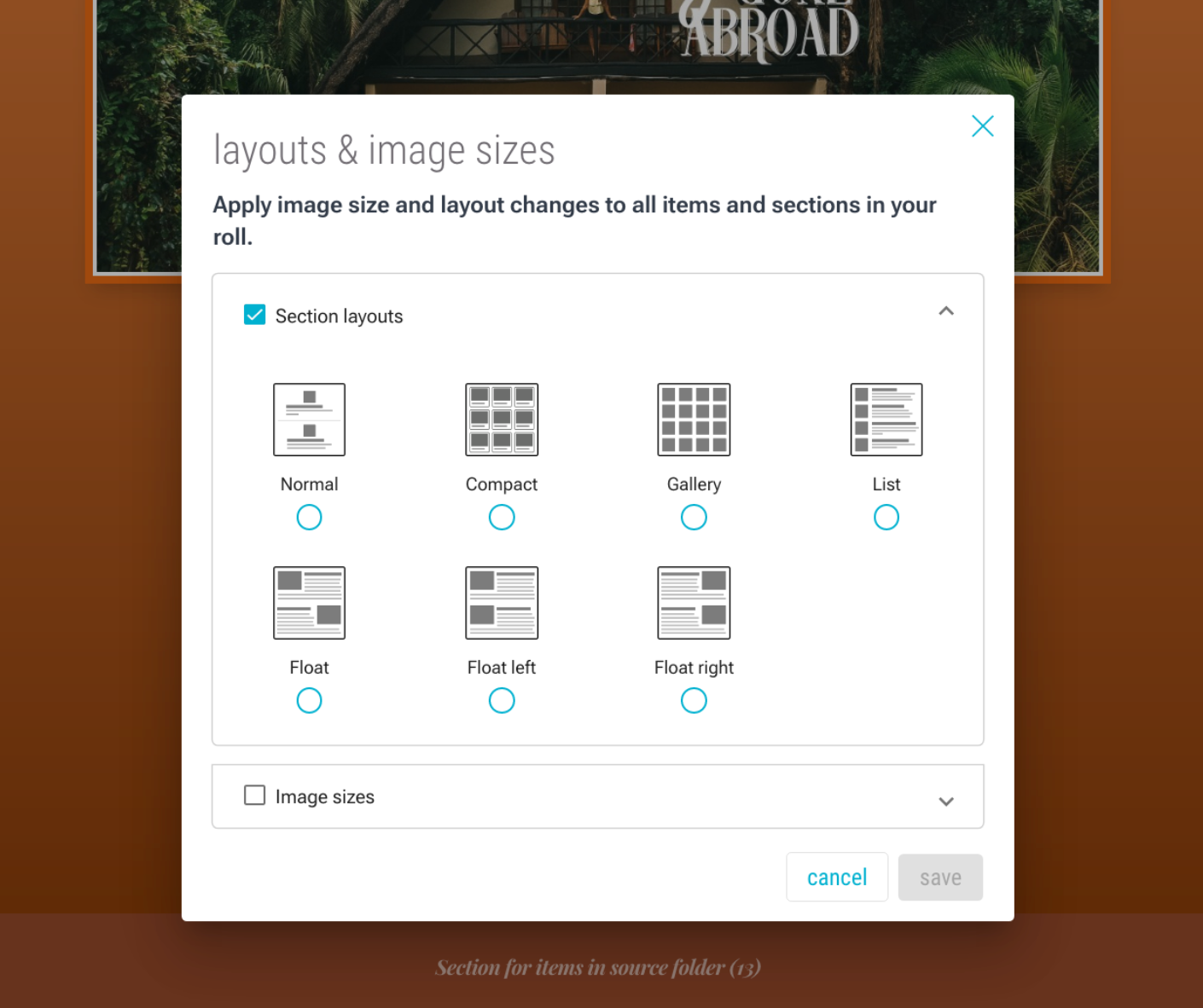 layout and images sizes